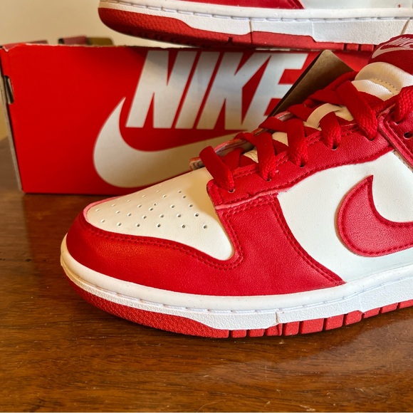 NIKE Women’s Dunk Low University Red Next Nature Sneakers - Picture 3 of 9